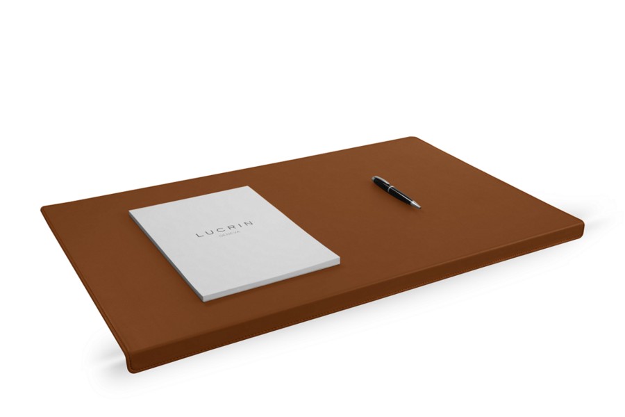Large desk pad with edge protector Tan Smooth Leather
