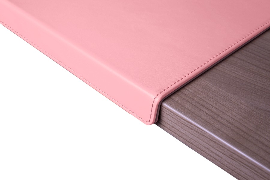 Large desk pad with edge protector Pink Smooth Leather