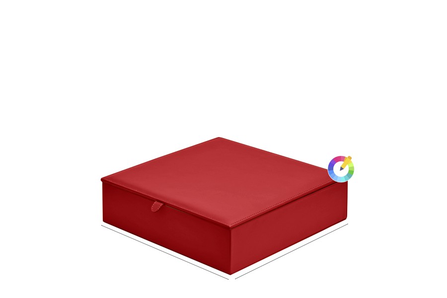 | Custom Size Storage Box - Red - Smooth Leather