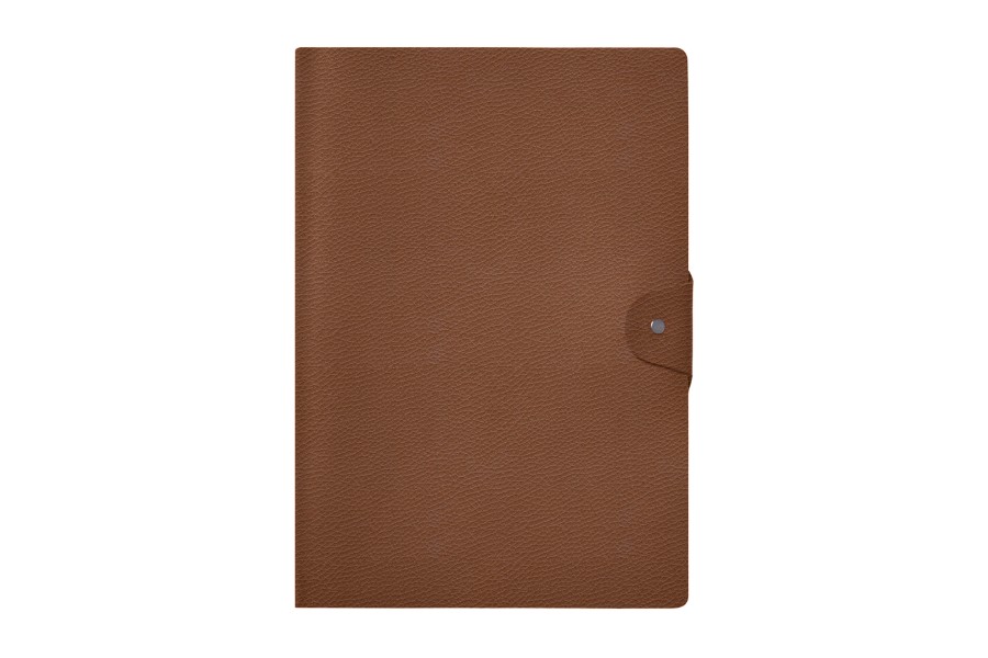 Functional | Elegant A4 Rechargeable Notebook Cover - Tan - Pebbled Leather