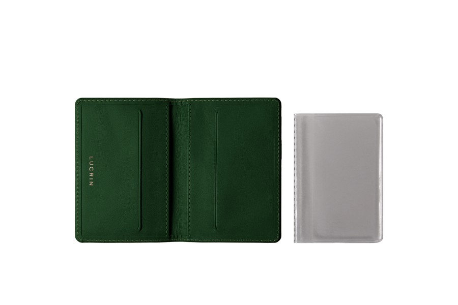Slim Leather Credit Cards Holder Dark Green Smooth Leather