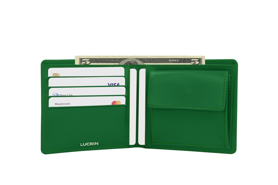 | Classic Leather Wallet - Light Green - Smooth Leather - RFID