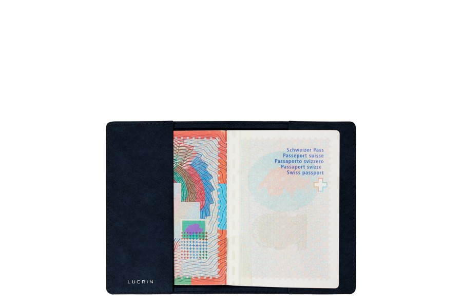 Universal Passport Leather Cover Navy Blue Vegetable Tanned Leather