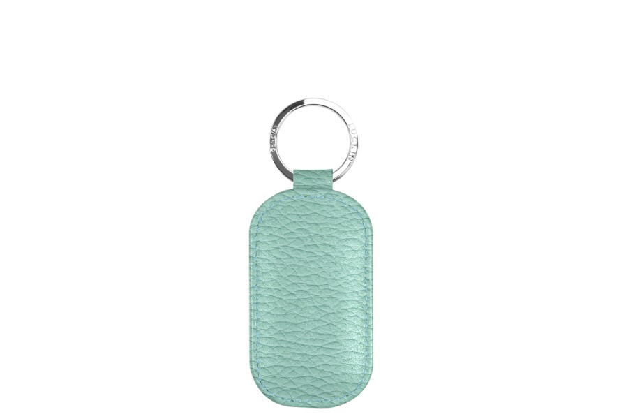 | Round-Shaped Leather Keys Holder – Silver ring - Pastel Aqua ...