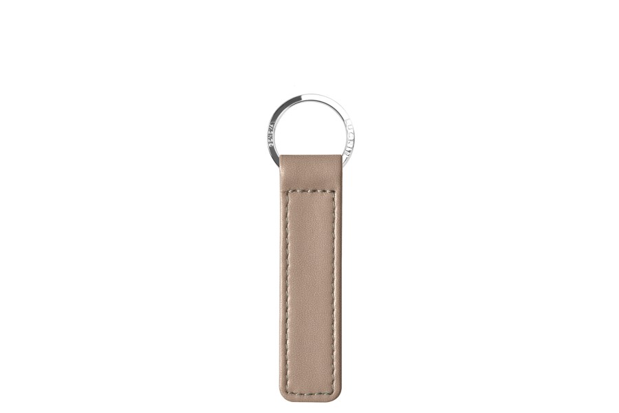 Porte Key Rounded Porte-clefs cuir allongé - Anneau Argenté - Taupe Clair - Matière Végétale
