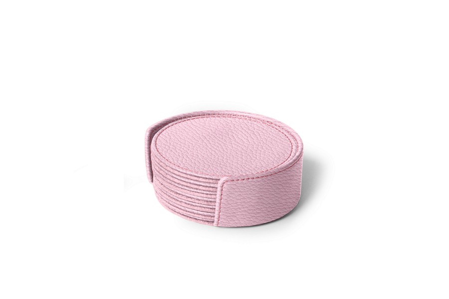 Pink Coaster Set | Set of 6 Leather Coasters – Luxury Handmade Coaster Set | LUCRIN ...