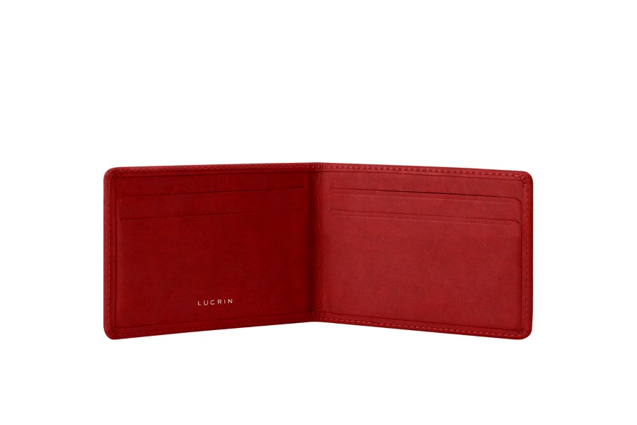 双折4 卡片夹 - 深红色 - 带状皮革
