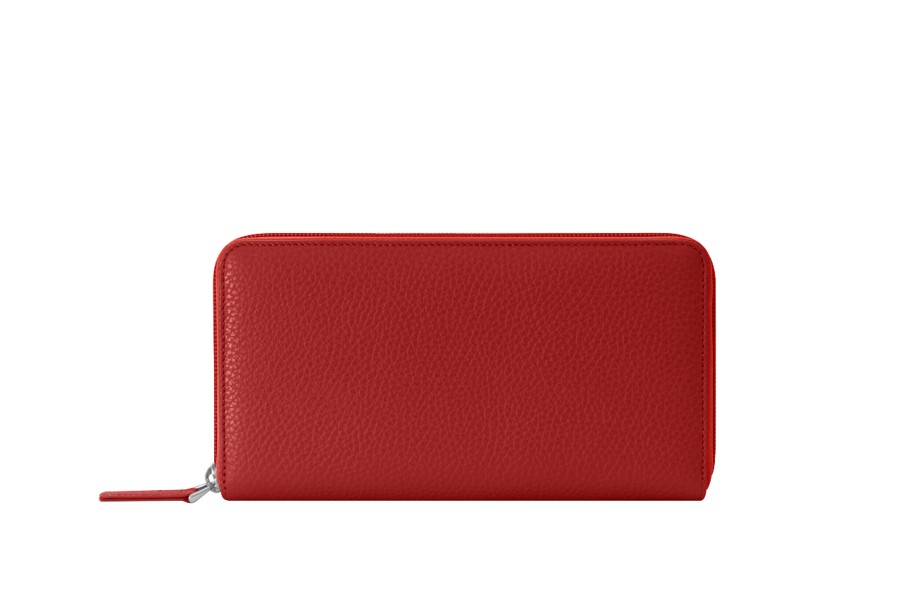 Leather Continental Zip Wallet | LUCRIN Geneva - Red - Pebbled Leather