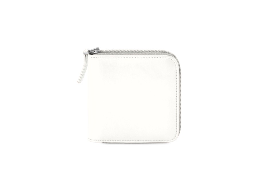 Zipped leather wallet for men - White - Smooth Leather