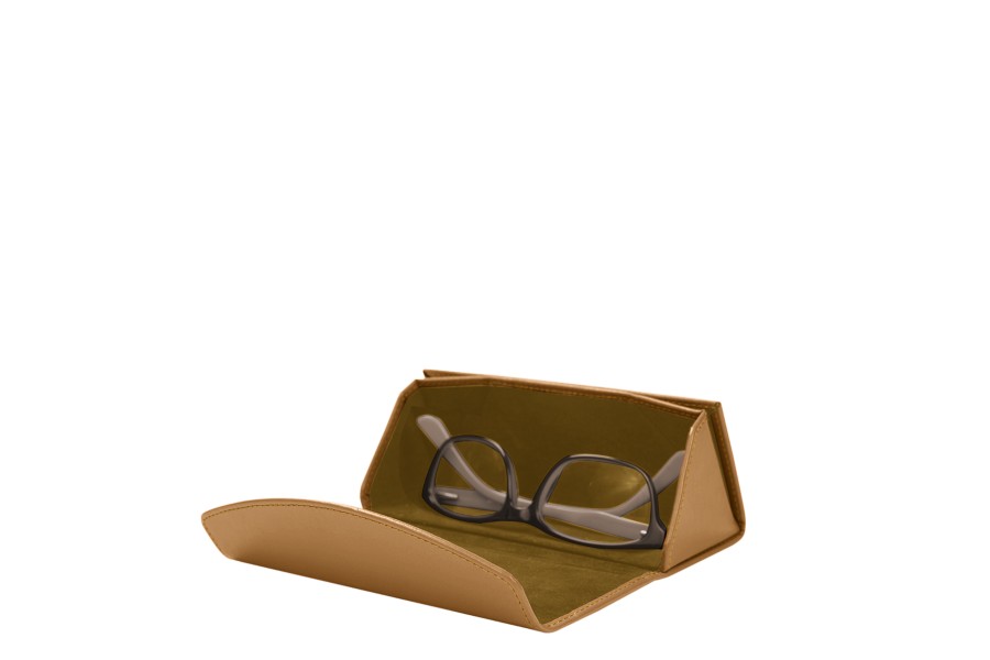 Foldable glasses case in leather Natural Smooth Leather