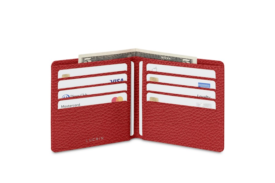 | Leather pocket wallet - Red - Pebbled Leather