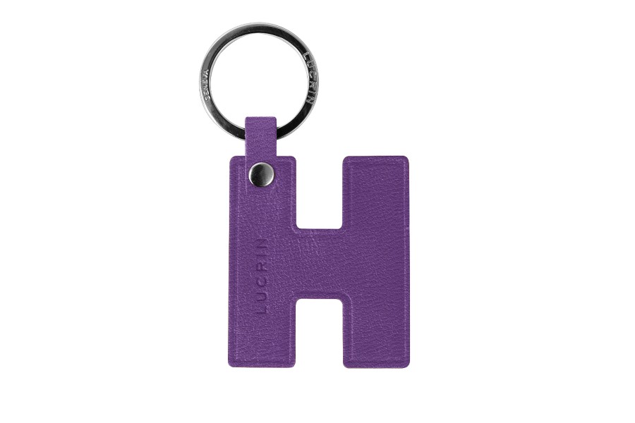 Leather Alphabet Keychain by LUCRIN Geneva - Purple - Goat Leather