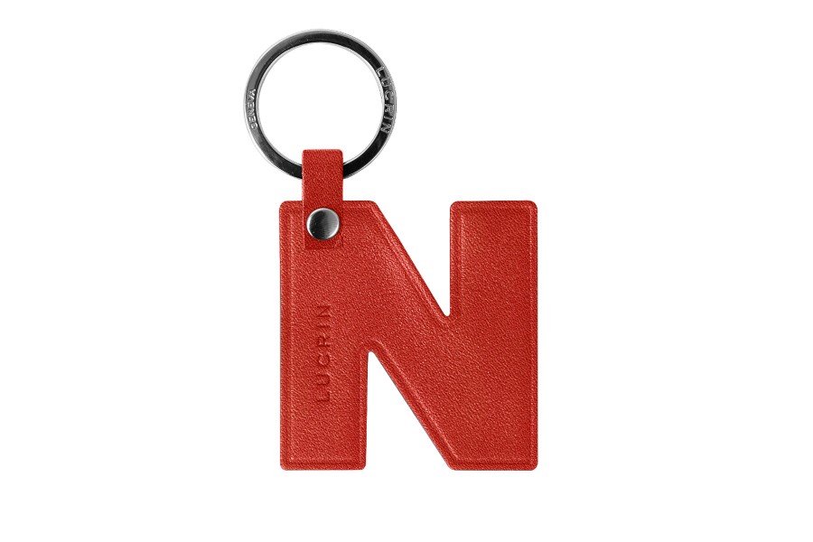 Secret N Keychain Leather Alphabet Keychain by LUCRIN Geneva