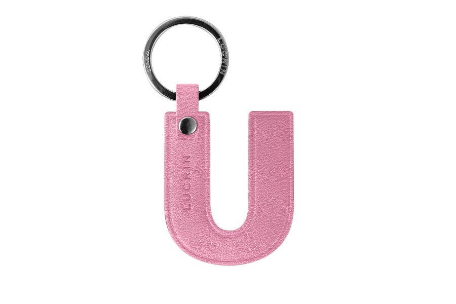 | Leather Alphabet Keychain by LUCRIN Geneva - Pink - Goat Leather